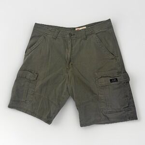 Wrangler Men's Five Star Premium Flex Cargo Zip Shorts Size 34 Olive Green